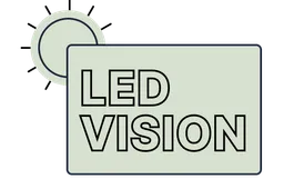 太陽とはっきりとした視認性を誇るLEDビジョンのイラスト